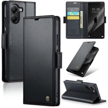 Чохол-книжка CaseMe 023 Butterfly Buckle Litchi Texture RFID Anti-theft Leather для Xiaomi Poco X7 Pro - чорний
