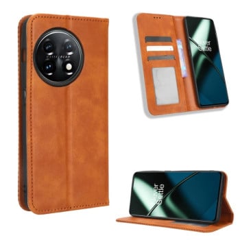 Чохол-книжка Magnetic Buckle Retro Crazy Horse Texture для OnePlus 11R / Ace 2 - коричневий