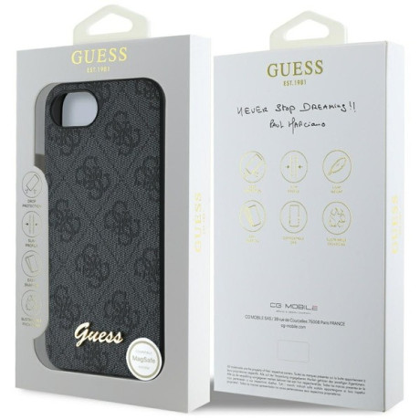 Оригінальний чохол Guess 4G Script Logo MagSafe для iPhone 16e - Black