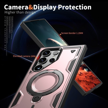 Протиударний чохол MagSafe Holder Armor PC Hybrid  для Samsung Galaxy S25 Ultra 5G - рожеве золото