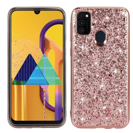 Ударозащитный чехол Glittery Powder на Samsung Galaxy M21/M30s -розовое-золото
