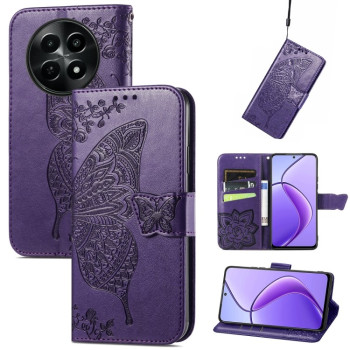 Чехол-книжка Butterfly Love Flower Embossed на  Realme 13 5G/12 5G/12X 5G - фиолетовый
