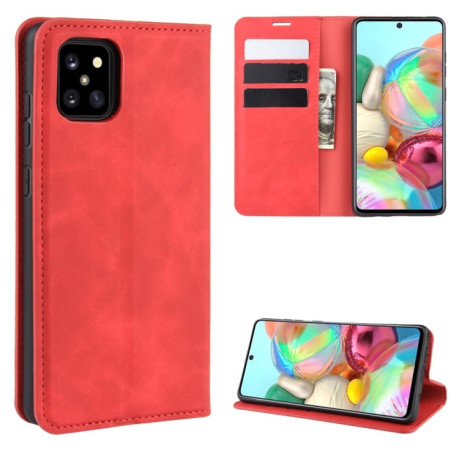 Чехол-книжка Retro-skin Business Magnetic Suction на Samsung Galaxy A81 / M60S / Note 10 Lite -красный