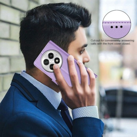 Чохол-книжка Litchi Texture RFID Anti-theft Leather для OnePlus 13 - фіолетовий