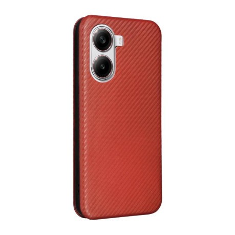 Чохол-книжка Carbon Fiber Texture на Xiaomi Poco X7 Pro / Xiaomi Redmi Turbo 4 - коричневий