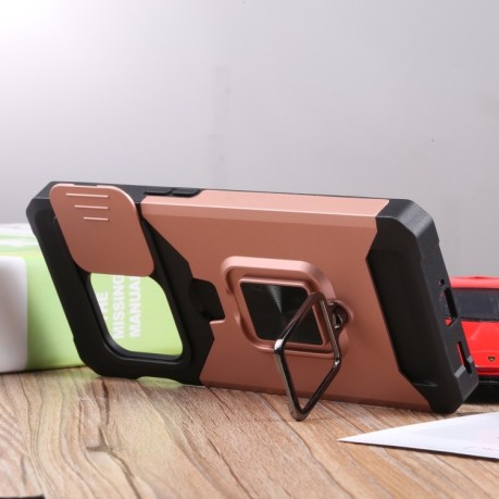 Противоударный чехол Sliding Camera Design для OnePlus 10 Pro - розовое золото