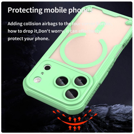 Противоударный чехол Armor Glaze MagSafe Magnetic для iPhone 17 Pro - зеленый