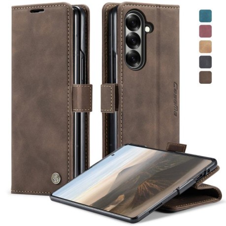 Чехол-книжка CaseMe-013 Multifunctional на Samsung Galaxy Fold 7 - кофейный