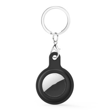 Силиконовый брелок Gel Leather с кольцом для AirTag - черный