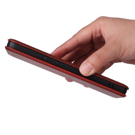 Чехол-книжка Carbon Fiber Texture на  Xiaomi 14T - коричневый