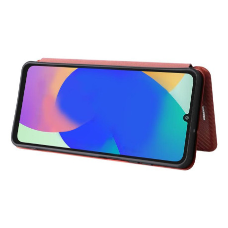 Чехол-книжка Carbon Fiber Texture на Samsung Galaxy M06 5G - коричневий