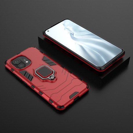 Противоударный чехол HMC Magnetic Ring Holder для Xiaomi Mi 11 pro- красный