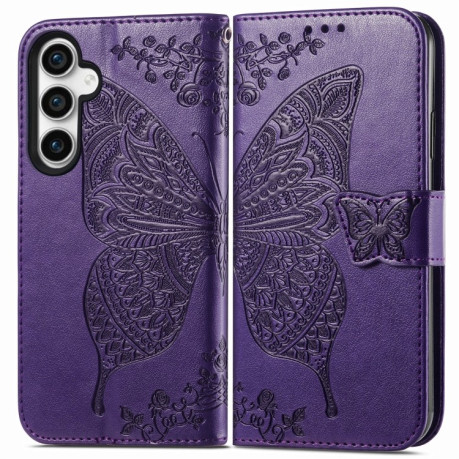 Чехол-книжка Butterfly Love Flower Embossed для Samsung Galaxy S23 FE 5G - фиолетовый