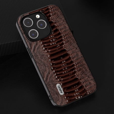 Шкіряний Чохол ABEEL Genuine Leather Weilai Series для iPhone 15 Pro Max - кавовий