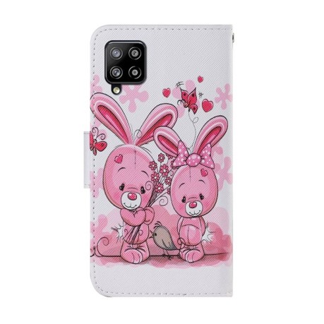 Чехол-книжка Coloured Drawing Pattern для Samsung Galaxy M32/A22 4G - Cute Rabbit