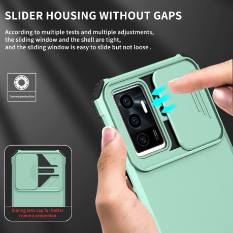 Противоударный чехол Stereoscopic Holder Sliding для Vivo V23e / S10e 5G - голубой