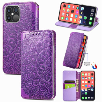 Чехол-книжка Blooming Mandala для iPhone 13 Pro - фиолетовый