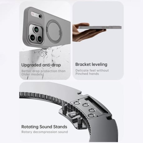 Чохол Kalebol з підставкою Rotating Magnetic та MagSafe на iPhone 17 Pro Max - сірий