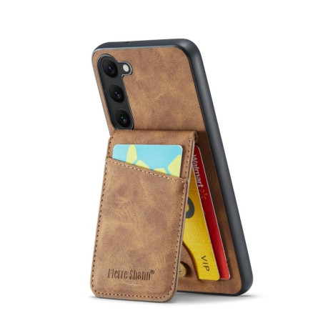 Протиударний чохол Fierre Shann Crazy Horse Card Holder на Samsung Galaxy S24 5G - коричневий
