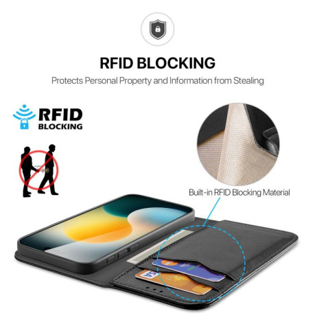 Кожаный чехол-книжка DUX DUCIS Hivo Series на iPhone 17 Pro - черный