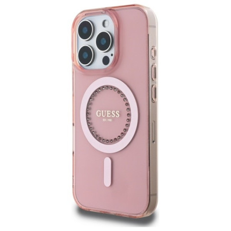 Оригинальный чехол Guess IML Rhinestones MagSafe для iPhone 16 Pro Max - Pink