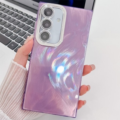 Протиударний чохол Plating Glitter Texture TPU with Lens Film для Samsung Galaxy A55 5G - Purple Feather Yarn