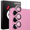 Захисне скло NORTHJO Glitter Camera Lens Protector Tempered Glass Metal Ring для Samsung Galaxy S25 5G - рожеве