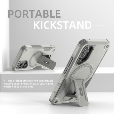 Противоударный чехол MagSafe Holder Armor PC Hybrid для Samsung Galaxy A16 4G / 5G - серый