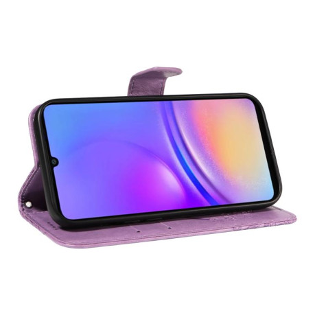 Чехол-книжка Swallowtail Butterfly Embossed Leather на Samsung Galaxy A07 5G - фиолетовый