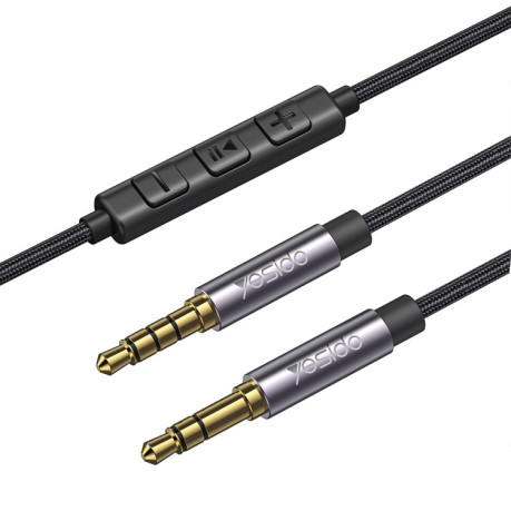 Адаптер Yesido YAU30 3.5mm Male to 3.5mm Male Audio Cable with Microphone, Length:1.2m - черный