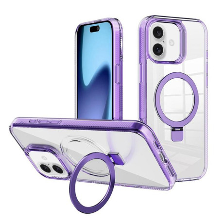 Противоударный чехол Kalebol MagSafe Holder Simple Clear для iPhone 17 - фиолетовый