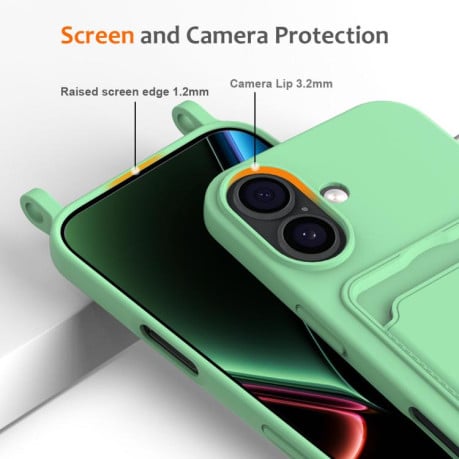 Силиконовый чехол Integrated Card Bag Solid Color Liquid Silicone на iPhone 17 - зеленый