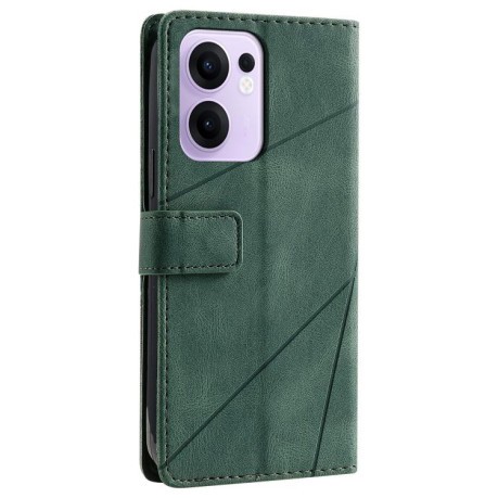 Чехол-книжка Skin Feel Splicing для OPPO Reno13 F/Reno13 FS Global/ 4G India - зеленый