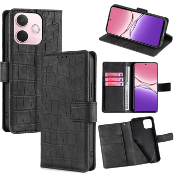 Чохол-книжка з м'яким покриттям (Skin Feel), фактура крокодил (Crocodile Texture) на OPPO A5 Pro 5G - чорний