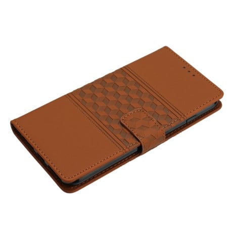 Чохол-книжка Diamond Embossed Skin Feel для Xiaomi Redmi Note 14 4G - коричневий