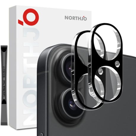 Комплект защитных стекл на камеру 2pcs NORTHJO Camera Lens Protector 3D HD Tempered Glass на iPhone 17 - черный