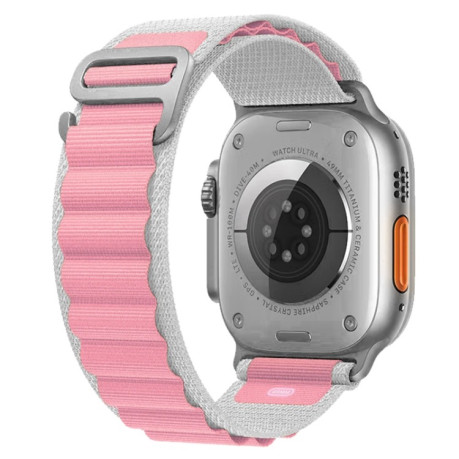 Ремешок Nylon Loop для Apple Watch Series 8/7 41mm/40mm /38mm - серо-розовый