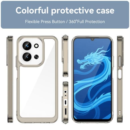 Противоударный чехол Colorful Acrylic Series с цветной силиконовой боковиной на Xiaomi Redmi 15C 5G / 4G EU 173mm - серый