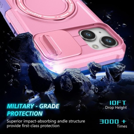Противоударный чехол Sliding Camshield Magsafe Holder для iPhone 15 - Pink