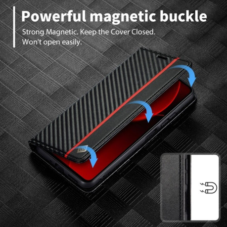 Чехол-книжка LCIMEEKE Carbon Fiber для Xiaomi 14T Pro - Black