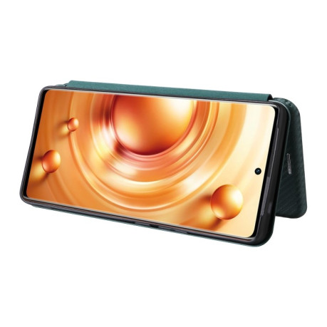 Чохол-книжка Carbon Fiber Texture на Vivo X80 Pro 5G - зелений