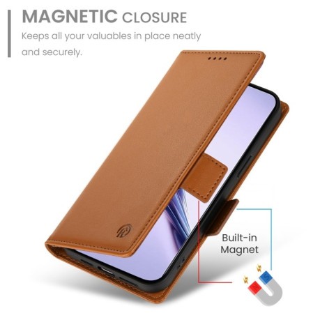 Чехол-книжка Side Buckle Magnetic Frosted Leather для Realme 13 Pro / 13 Pro+ Global - коричневый