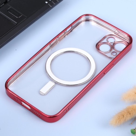 Противоударный чехол MagSafe Electroplating Straight для iPhone 14 Plus - красный