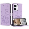 Чехол-книжка Embossed Kitten Phone Leather для OPPO Reno13 5G Global - фиолетовый