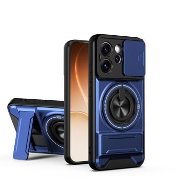 Протиударний чохол Lens Sliding Window Multifunctional Magnetic Shockproof зі шторкою камери на OPPO Reno15 Pro 5G Global — королівський синій