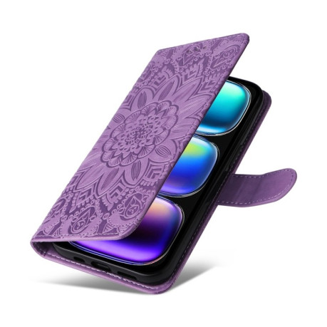 Чохол-книжка Embossed Sunflower для Infinix Hot 50i / Smart 9 - фіолетовий