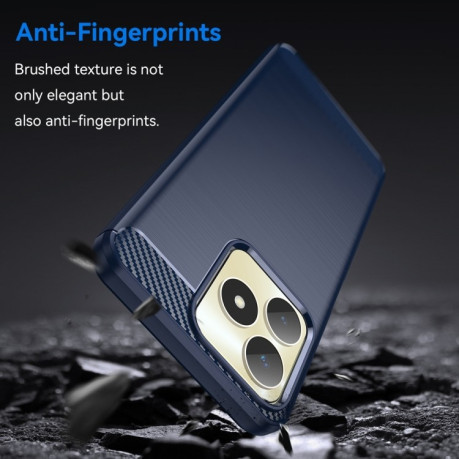 Протиударний чохол Brushed Texture Carbon Fiber на Realme Note 50 - синій
