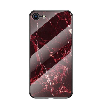 Стеклянный чехол Colored Painting Marble Pattern на iPhone SE 3/2 2022/2020/7/8 - красный
