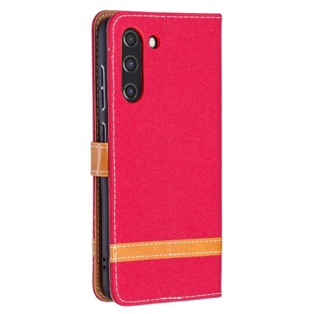 Чехол-книжка Color Matching Denim Texture на Samsung Galaxy S21 FE - красный