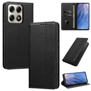 Чохол-книжка з еко-шкіри Escase з тисненим візерунком та RFID-захистом на Motorola Edge 70 Pro 5G — чорний